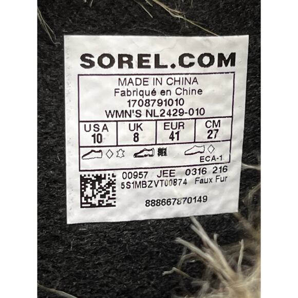 Sorel Joan of Arctic Black Waterproof Faux Fur Snow Winter Boots Women’s 10 - Picture 2 of 10